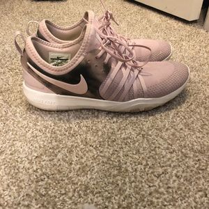 Rose gold Nike free run sneakers